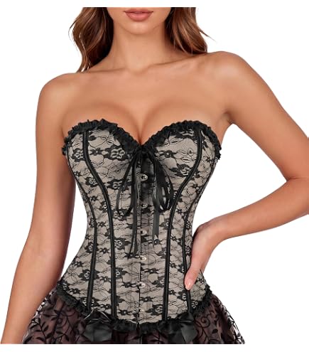 Amazon.com: Black Corset Top Bustiers Women's Lingerie Princess